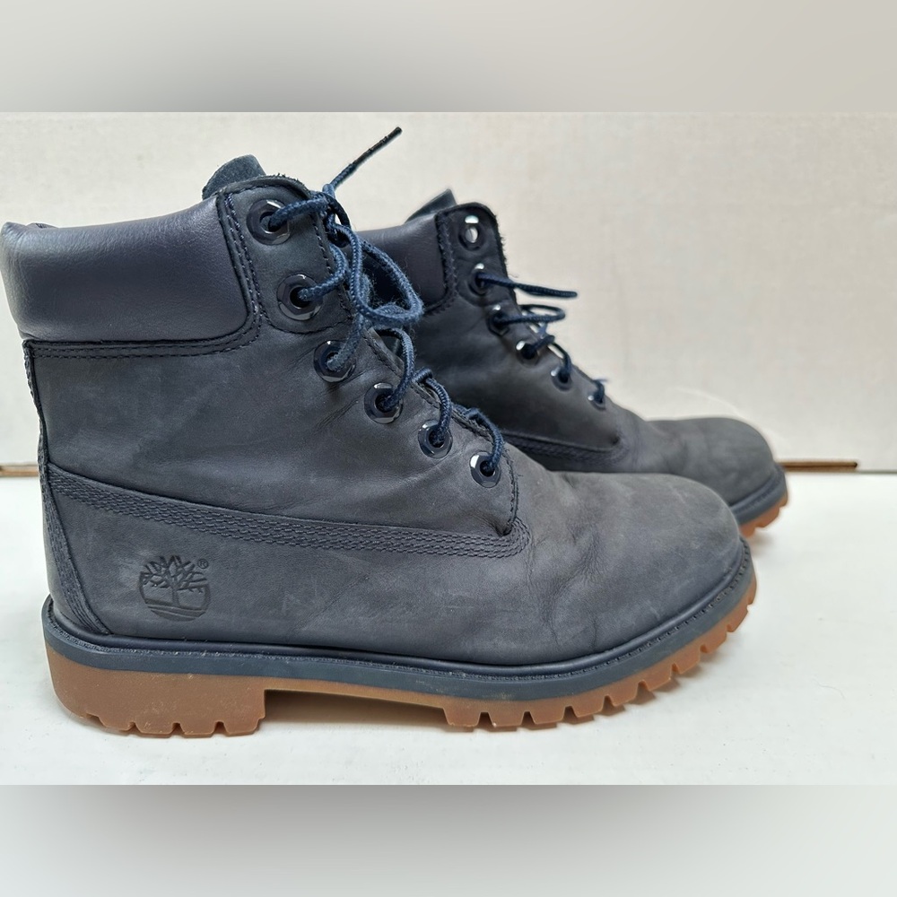 Timberland Big Boys Sz 5 Suede Navy Blue Winter Leather Boots